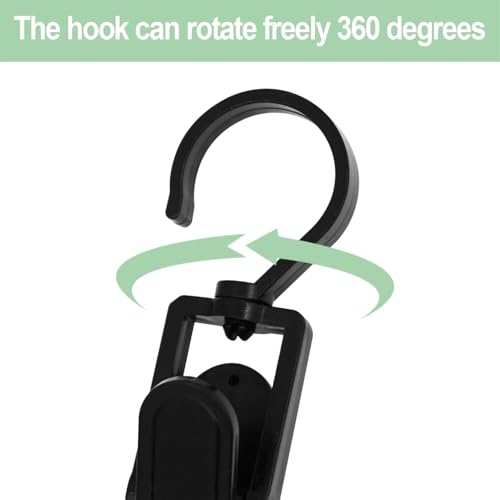 15 Pcs Plastic Travel Swivel Hanging Laundry Hooks Clip, Curtain Clips Black - color: Black