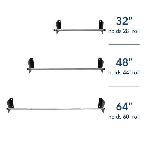 2-Pack Wall Mount Roll Rack Holder & Butcher Paper Dispenser - Heavy Duty Adjustable 28 to 60 Inch - Bubble Wrap Dispenser, Kraft Paper Roll Holder & Vinyl Wrap Holder (100 Lb Capacity)