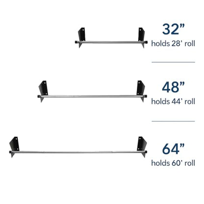 2-Pack Wall Mount Roll Rack Holder & Butcher Paper Dispenser - Heavy Duty Adjustable 28 to 60 Inch - Bubble Wrap Dispenser, Kraft Paper Roll Holder & Vinyl Wrap Holder (100 Lb Capacity)