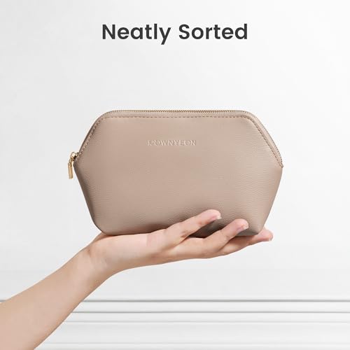 ROWNYEON Small Makeup Bag for Purse, Mini Portable Cosmetic Bags for Women, PU Leather Coin Purse Lipstick Cosmetic Accessories Organizer, Travel Makeup Pouch Zipper Pouch for Men Women - color: Apricotv, size: L(6.5''x1.8''x4.9'')