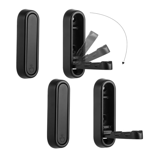 Dntorx Foldable Wall Hook, 40 lbs Heavy Duty Screw Mounted, Aluminum Alloy Flip-Down Black Coat Hook, Space-Saving Folding Wall Hanger for Bathroom Bedroom Entryway Closet, Includes Screws (4 Pack) - color: Black, size: 4 Pcs