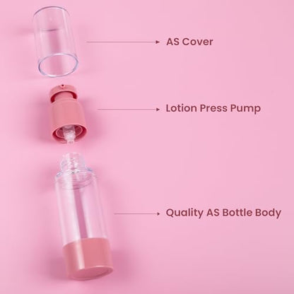 1oz 30ml Airless Pump Bottles, Refillable Leak Proof Travel Pump Bottle Toiletry Cosmetic Skincare Containers for Lotion Toner Gel Foundation (3 Pieces) - color: Pink