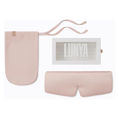 Lunya Washable Silk Sleeping Mask - Thermoregulating Mulberry Silk, Light Blocking and Comfortable Fit – Sleep Mask for Women and Men with Box - Delicate Pink - Small - color: Delicate Pink - Small, size: Small