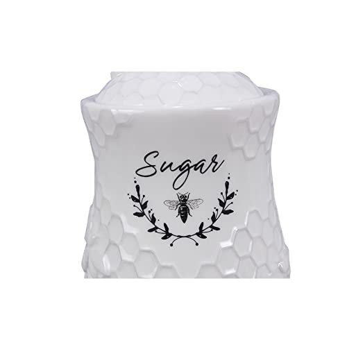 Young's Inc Ceramic Honey Bee Canisters, 4 pc/set - color: White