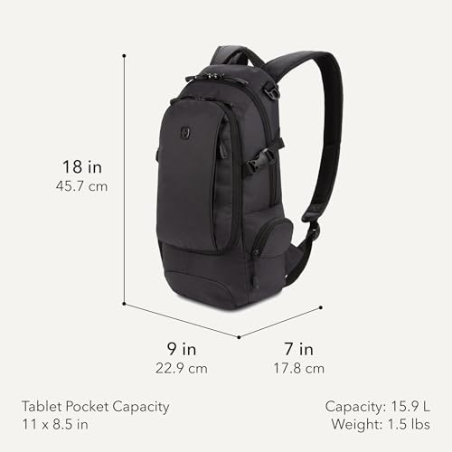 SWISSGEAR City Pack Backpack, Slim Profile, Dark Grey,15.9L, 18-Inch - color: Dark Grey