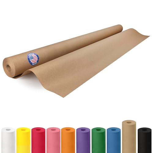 Brown Paper Roll 48" x 1200" (100 feet) - USA-Made Thick Kraft Paper Roll 50lb Thickness for Packing, Moving, Shipping & Crafts/Arts - 100% Recycled Natural Craft Wrapping Material by IDL Packaging - color: Brown, size: 48"x100' (#50 thick)