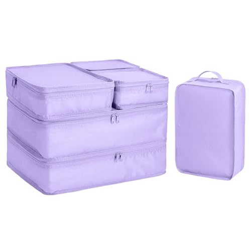 Packing cubes for Travel Luggage Organizer Bags 6 Set Packing Cubes for Suitcases Travel Essentials for Carry on Mesh Suitcase Organizer with Shoe Bag (purple) - color: purple