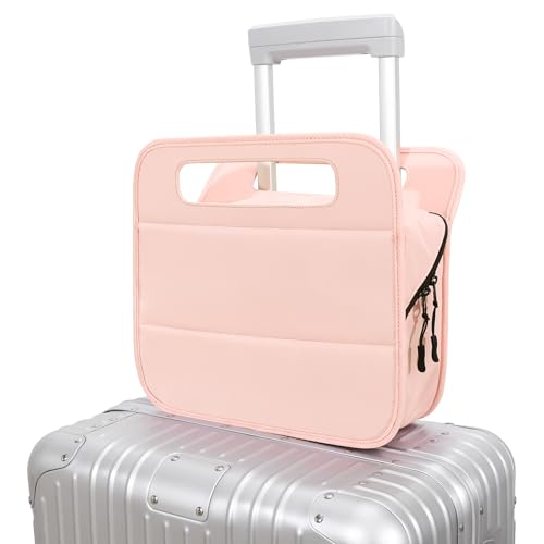 CONTAIL 13 Inch 3L 4-in-1 Travel Essentials Organizer, Small Business Handbag, Suitcase Drink Holder,Phone Tablet Holder,Airport Accessories Storage,Pink - color: Pink