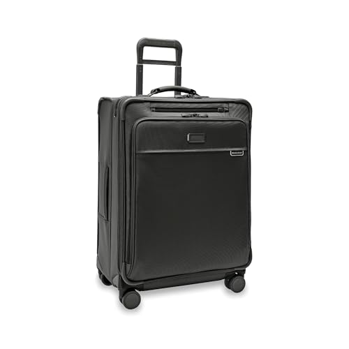 Briggs & Riley 26" Medium Expandable Spinner - Checked Luggage for Travel, Suitcases with Wheels, Softside Rolling Bag for Men & Women, Self-Repairing Zipper - Baseline Collection, Black - color: Black, size: 26" Medium Expandable