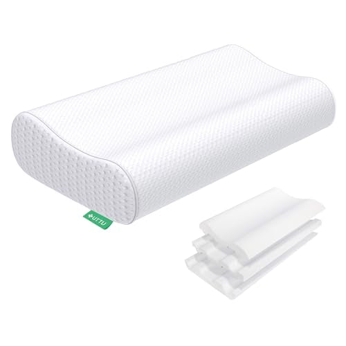 UTTU Cervical Pillow for Neck Pain Relief, Memory Foam Neck Pillow for Sleeping, Adjustable Orthopedic Sandwich Pillow, Contour Cooling for Side Back Stomach Sleeper, King(27.6"×15.7"×5.2"/4.5") - size: King Size