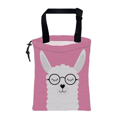 Car Garbage Bag Cute White Alpaca in Glasses Drawstring Car Trash Bag Hanging for Back Seat with Adjustable Buckle Canvas Vehicle Trash Can Easy-to-Install - color: Cute White Alpaca in Glasses