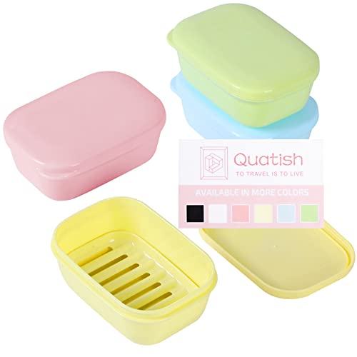 Quatish 4 Pack Travel Soap Case Leakproof, Portable Travel Bar Soap Holder Container with Lid for Camping, Gym, Multicolor - color: Pink+blue+green+yellow