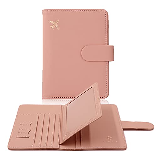 Melsbrinna Rfid Passport Holder for Travel women/Men, Cute Passport Wallet Rfid Blocking Card Slots, Rfid Passport Cover/CaseTravel Wallet, Passport Book Holder (1, Pink) - color: Pink