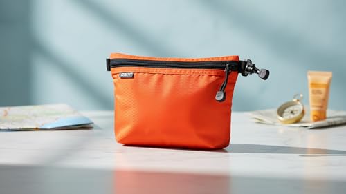 GOX Travel Toiletry Bag, Carry On Small Zipper Pouch, Cosmetic Kit Makeup, Digital Bag, Water Repellent Nylon (Orange) - color: Orange