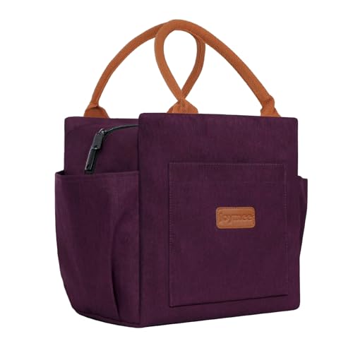 Joymee Insulated Lunch Bag For Women Reusable Leakproof - Dark Purple | Spacious Storage, Bottle Holder & Pockets, Leakproof Insulated, for Work, Travel, Picnic, Daily Use, for Adult - color: 04 Dark Purple