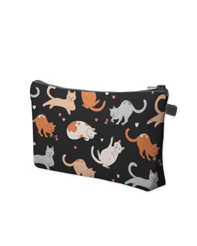 Cute Travel Makeup Bag Cosmetic Bag Small Pouch Gift for Women (Cat Black) - color: Cat Black