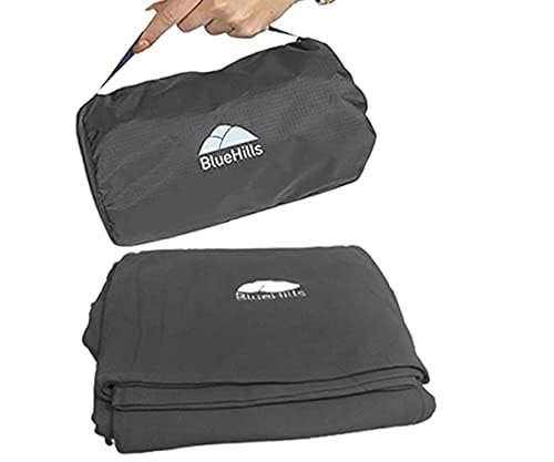 BlueHills Ultra Compact Travel Blanket Pillow in Portable Bag Case Soft 70 X 56 with Strap Backpack Clip Premium Cozy Soft Compact Pack Large Blanket for Airplane Flight Layover Grey - Gray C002 - color: C002-gray