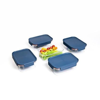 LocknLock Tritan Plastic Bisfree Modular Plus Food Storage Container Set, Lunch, Meal Prep, Stackable, BPA-Free, Leakproof, Freezer-Safe, 10 Pieces, 5 Boxes and 5 Lids, Navy, 910ml - color: Navy, size: 10 set (5 containers & 5 Lids), 910 ml