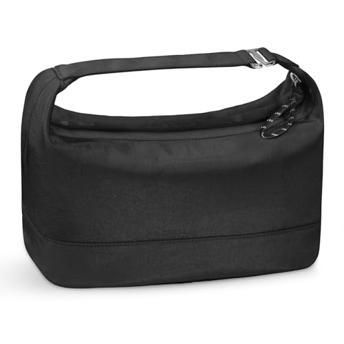 HauteHues Travel Makeup Bag for Women Large Capacity Cosmetic Handheld Portable Organizer Large Opening Waterproof Storage Toiletry Bags Black - color: Black