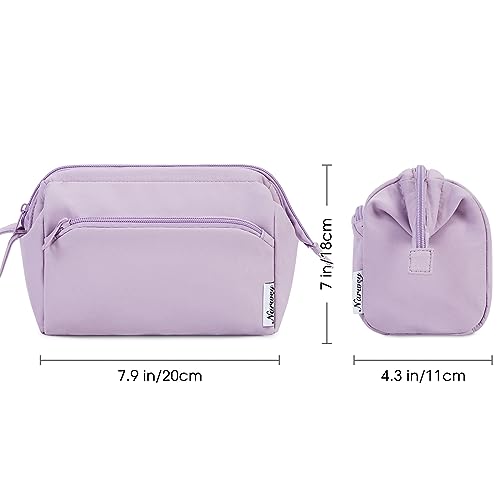 Narwey Makeup Bag Women Wide-open Make up Bag Travel Cosmetic Bag Organizer Toiletry Bag for Cosmetics Toiletries Accessories (Purple) - color: Purple