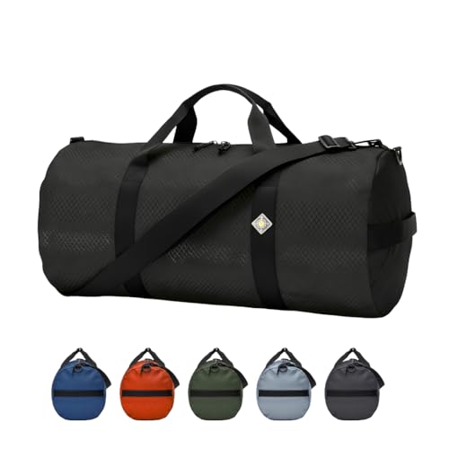 44L Daily Duffel Bag, Heavy-Duty Gear Bag, 1050D Tuff Cloth, Diamond Ripstop, Reinforced Stitching - Black (12" x 24") - color: Black, size: 12" x 24" (44 Liters)