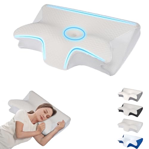 Sleep Apnea Pillow Hospitality Collection, Cervical Pillows for Neck Pain Relief, Ergonomic Contour Orthopedic Pillow for Shoulder Pain & Support, Cozy Memory Foam Neck Pillow for Side Sleeper(White) - color: White