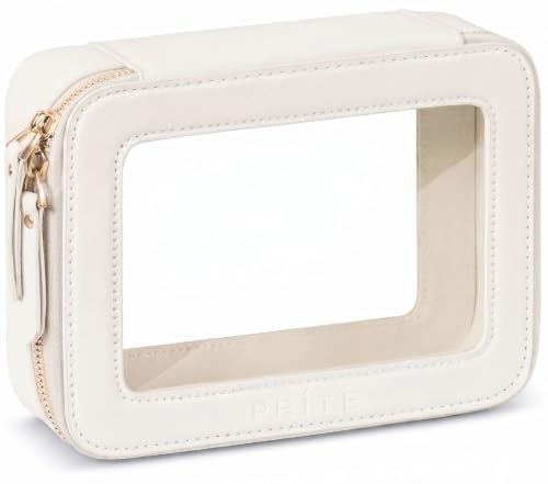 Prite Clear Makeup Bag Cosmetic Organizer Case Waterproof Travel Toiletry Bag Skincare Pouch with Golden Zipper(Beige) - color: Beige, size: Standard - Single Layer