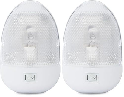 Lumitronics RV 12V Oval Single Dome Optics Light, Interior Lighting for Camper Trailer - On/Off Switch - Clear Removable Lens (White) (Pack of 2) - size: Single (Pack of 2)
