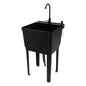 Black Utility Sink, Free Standing Laundry Sink, Laundry Tub Sink with Faucet+Soap Dispenser+Drain Pipe Kit, Laundry Room Sink for Restaurants, Laundries, Stores - color: Black, 19.7 x 19 x 33.1in