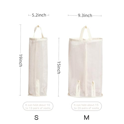 1pc Mesh Storage Bags Wall Mounted Breathable Fabric Hangable Organizer, Space Saving Pouches for Clothes Socks Underwear, Yellow, S - size: Small