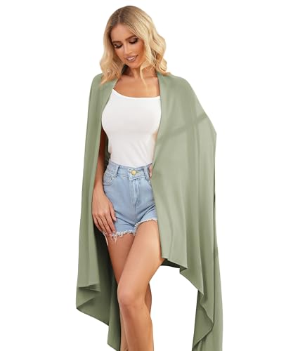 Tencel Cashmere Shawl Wraps for Women,Pashmina Stole Airplane Travel Wool Scarf Blanket Wrap Lightweight UPF 50+ - color: Mossgreen