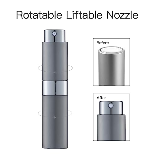 LISAPACK 8ML Atomizer Perfume Spray Bottle for Travel, Empty Refillable Cologne Dispenser, Portable Sprayer (Grey) - color: Grey