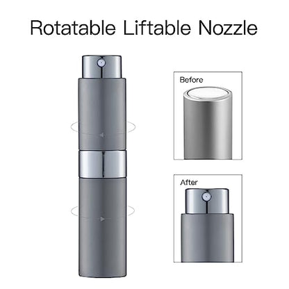 LISAPACK 8ML Atomizer Perfume Spray Bottle for Travel, Empty Refillable Cologne Dispenser, Portable Sprayer (Grey) - color: Grey