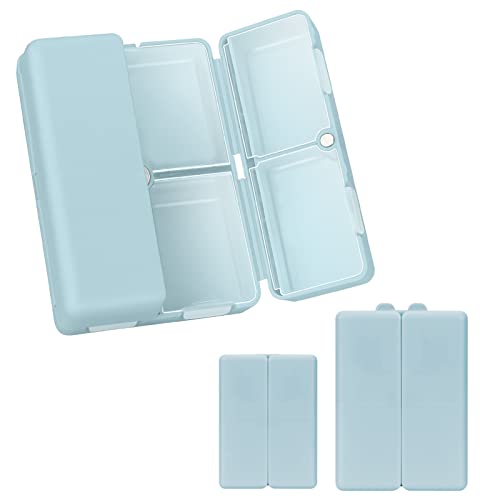 FYY 2 Pcs Daily Pill Organizer, 7 Compartments Portable Pill Case Travel Pill Organizer,[Folding Design] Pill Box for Purse Pocket to Hold Vitamins,Cod Liver Oil,Supplements and Medication-Blue - color: Blue, size: Large (1 Piece), Small (1 Piece)