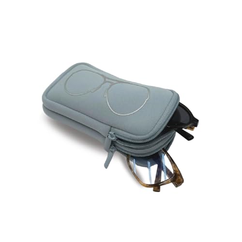 MYTAGALONGS Double Eyeglass Case with 2 Compartments - color: Arctic Ice Silver