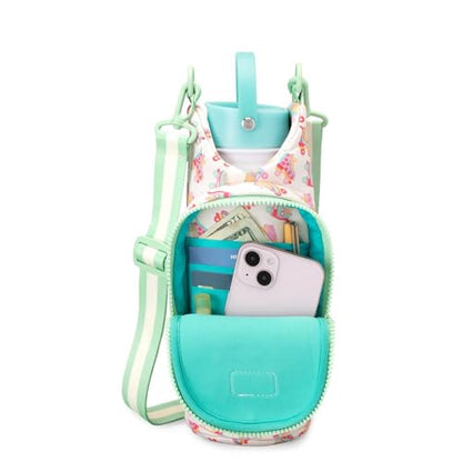 Swig Life Water Bottle Sling Bag, Water Bottle Holder with Adjustable Strap, Carrier Bag with Zippered Phone Pocket, Holds 36oz (Roller Rink) - color: Roller Rink