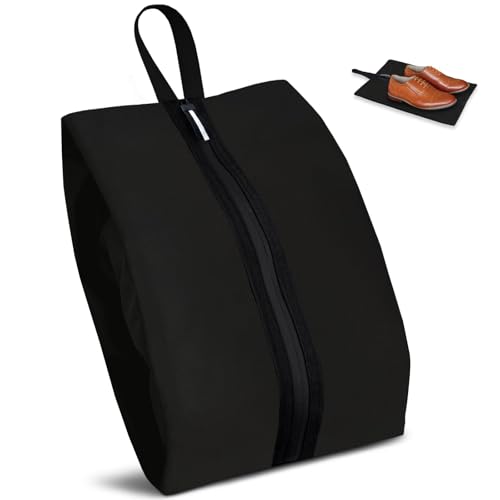 Shoe Bag Odor-Absorbing Water-Resistant, Travel Friendly Golf Shoe Bag with Zipper for Sports Ideal for Gym,Spikes,Golf,Tennis,Baseball(Black, 1-Pack) - color: Black, size: 16.5 × 9.8 Inches | 1-Pack