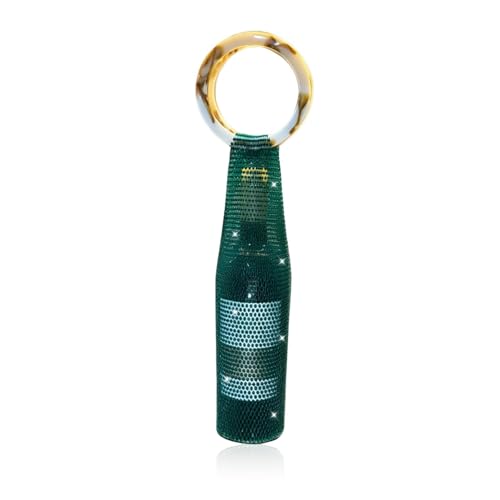 Wine Pouch Mesh Bag, Resin Handle Wine Bag, Sparkly Rhinestone Handwoven Mesh Bags, Party Water Bottle Bags Accessory, Daily Housewarming Party Use - color: Green