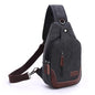 Canvas Sling Bag for Men Crossbody Chest Bag Casual Daypack Rucksack Small Crossbody Backpack with Adjustable Strap - color: Black