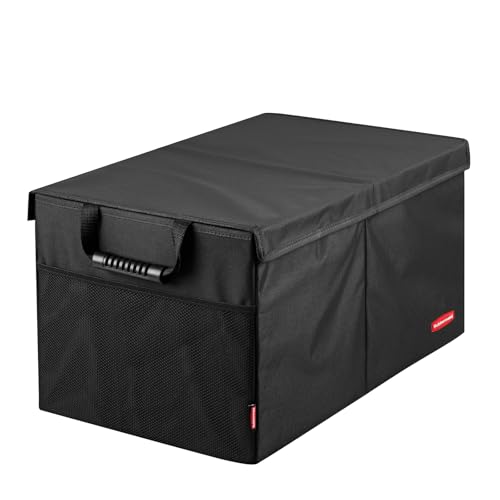 Rubbermaid Car Organizer, Collapsible Trunk Organizer, Multi-Compartment Car Storage Organization for Car Accessories, 2 Compartments With Cover, 21.65"*14.17"*12.2" - color: Black, size: Medium