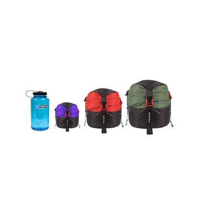 70D Nylon Compression Stuff Sack for Sleeping Bag, Ultralight Stuff Bag Organizer 1L/5L/7L/17L/25L for Traveling Camping Hiking Backpacking - color: Purple+Red+Green