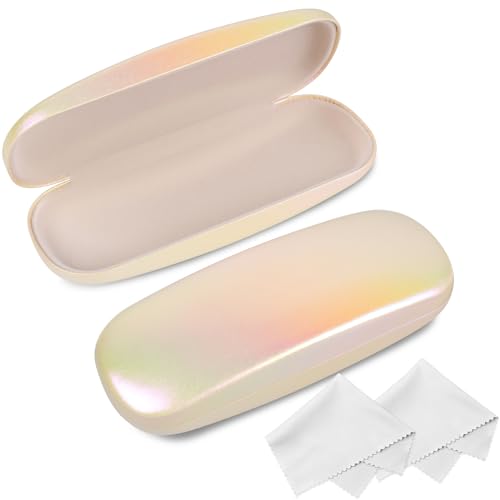 Joyberg Glasses Case, 2 Pack Eyeglass Case with Cleaning Cloth, Glasses Case Hard Shell Fits Most Glasses - color: Yellow