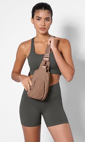 ODODOS Sling Bag with Adjustable Straps Crossbody Chest Bag Lightweight Backpack for Casual Traveling Hiking - color: Brown