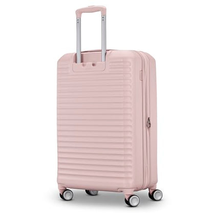 American Tourister Stratum 3.0 Medium 24-Inch Spinner, Airline Approved, Durable Hardside Luggage, Expands 1.5", RightHeight™ Adjustable Handle, Pink Blush - color: Pink Blush, size: Medium - Checked
