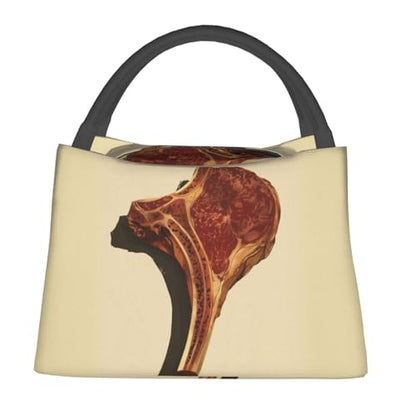 Steak Lunch Bag for Women, Girls, Kids, Reusable Insulated Lunch Box for Work, Office, Picnic, Travel, School, Gifts - color: Steak