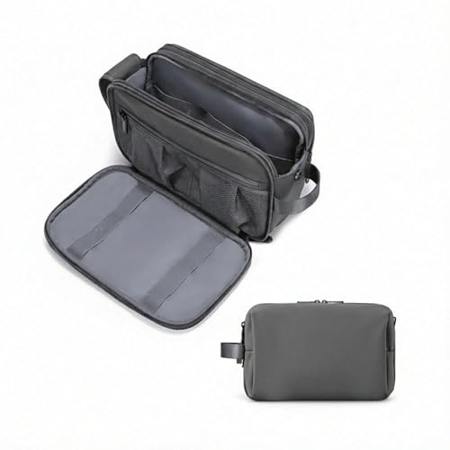 2Pack Men's Toiletry Bag Pu,Travel Toiletry Organizer, Waterproof Shaving Kit Pouch For storing daily essentials like toiletries and cosmetics,Black (Grey) - color: Grey