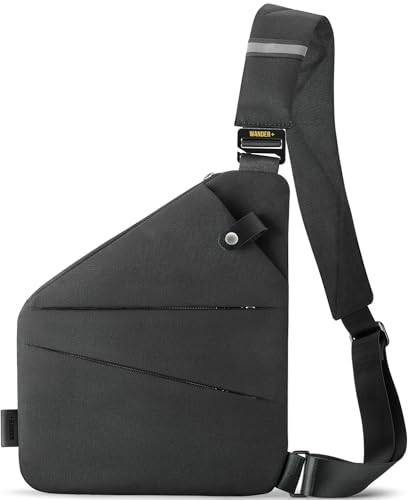 WANDER PLUS® Anti Theft Crossbody Bag, Shoulder Bag Anti-theft Design for Travel, Sport, Work - color: Black