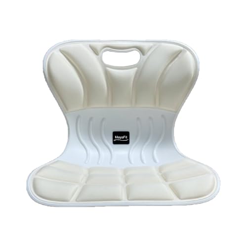 Ergonomic Lumbar Support Cushion, Cream, 460mm x 440mm x 340mm, Large, for Office Chairs & Car Seats, Posture Correction, Pregnancy Comfort,110-300 lbs Capacity - color: Cream, size: Large