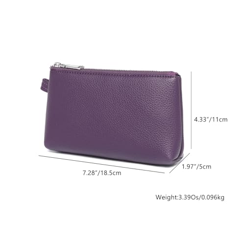 30 Color PU Faux Leather Travel Toiletry Bag for Women, Mini Cosmetic Pouch Organizer with 2 Dividers, Easy Clean Makeup Bag for Purse, Gift Idea (PU Faux Leather/Anemone Purple) - color: PU/Anemone Purple