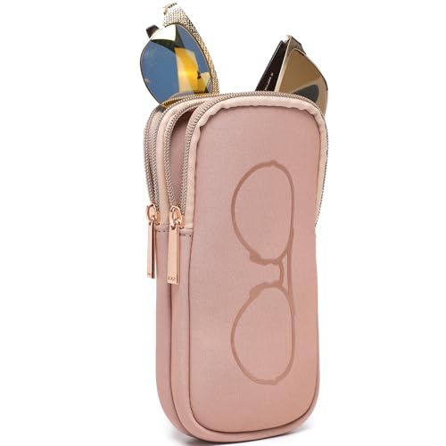 KKP Double Eyeglass Case | Sunglasses Cases with 2 Compartments - color: Pink